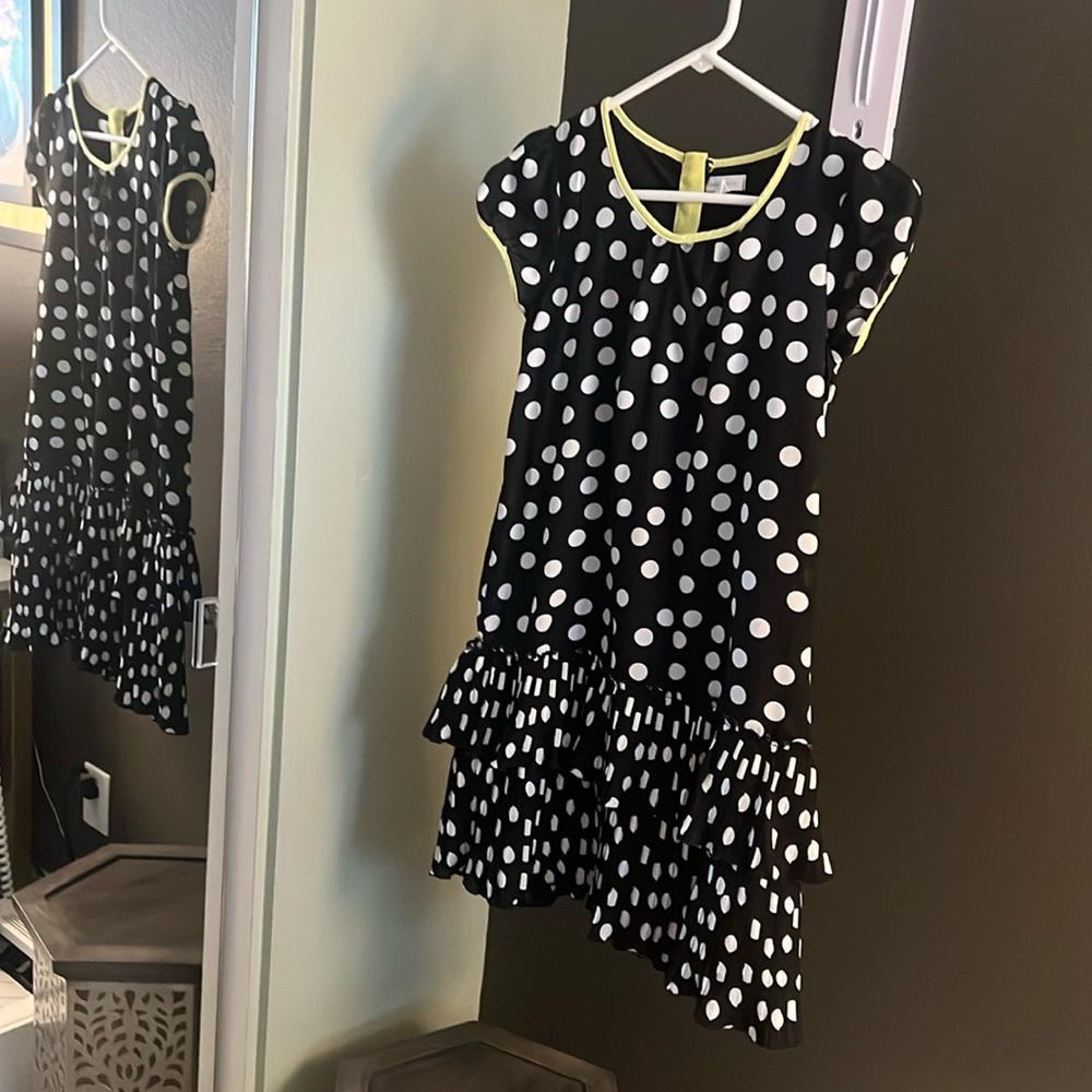 Pumpkin Patch, polka dotted dress, size girls 12, black & white